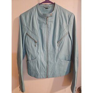 Rogue Leather by Reillyolmes Genuine Leather Teal Moto Jacket New Size Small